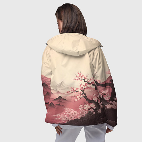 Женская ветровка Сакура в горах / 3D-Черный – фото 4