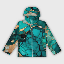 Ветровка с капюшоном женская Зеленый мрамор с золотыми прожилками, цвет: 3D-белый