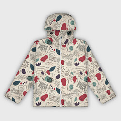 Ветровка с капюшоном женская Флоральная абстракция с пятнами, цвет: 3D-белый