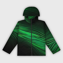 Ветровка с капюшоном женская Green neon lines, цвет: 3D-черный
