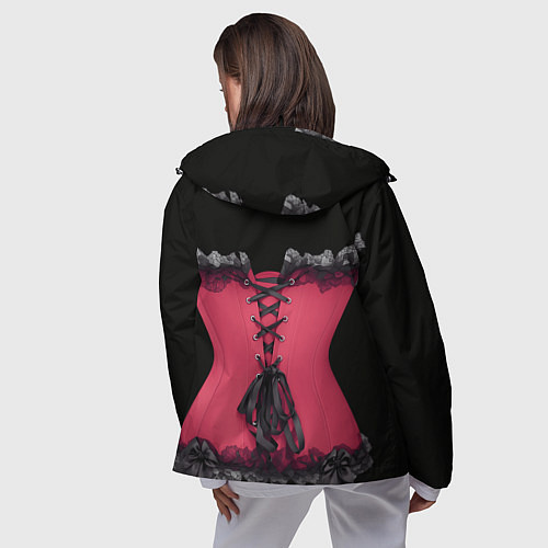 Женская ветровка Красный кружевной корсет в викторианском стиле / 3D-Черный – фото 4