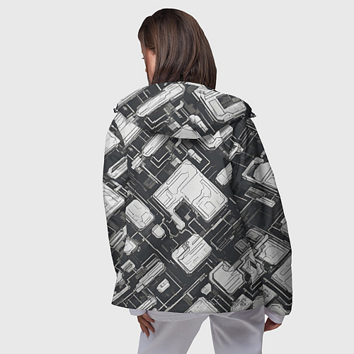 Женская ветровка Полосы Чёрно-белые киберпанк / 3D-Черный – фото 4