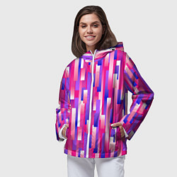 Ветровка с капюшоном женская Градиентные прямоугольники, цвет: 3D-белый — фото 2
