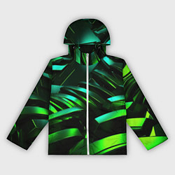 Ветровка с капюшоном женская Dark green abstract, цвет: 3D-белый