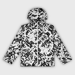 Ветровка с капюшоном женская Чёрно-белая сеть, цвет: 3D-белый