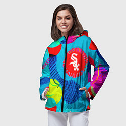 Ветровка с капюшоном женская Chicago White Sox - baseball team, цвет: 3D-черный — фото 2
