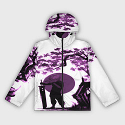 Ветровка с капюшоном женская Канеки самурай под сакурой, цвет: 3D-черный