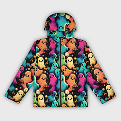 Ветровка с капюшоном женская Паттерн с разноцветными приведениями, цвет: 3D-черный