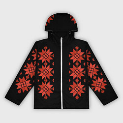 Ветровка с капюшоном женская Удмуртский - вертикаль black 2, цвет: 3D-белый