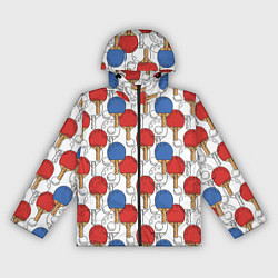 Ветровка с капюшоном женская Настольный теннис - ракетки, цвет: 3D-черный