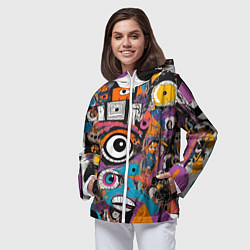 Ветровка с капюшоном женская Глаз в смеси современных искусств - абстракционизм, цвет: 3D-белый — фото 2