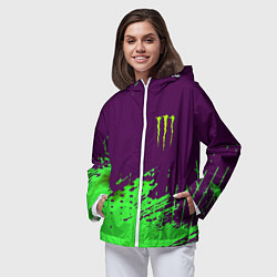 Ветровка с капюшоном женская Monster energy taurin, цвет: 3D-белый — фото 2