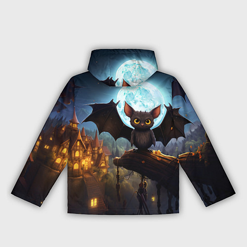 Женская ветровка Летучая мышка на фоне луны и замка / 3D-Белый – фото 2