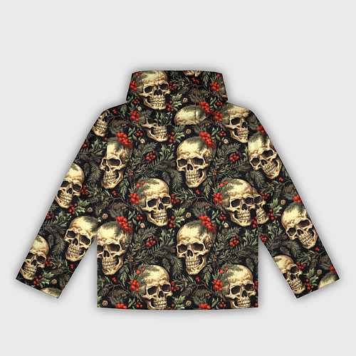 Женская ветровка Череп рябина шишки и хвойные ветки / 3D-Черный – фото 2