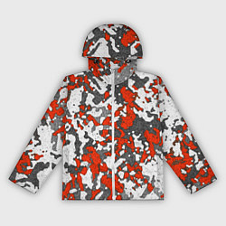 Ветровка с капюшоном женская Абстракция серо-красная, цвет: 3D-белый