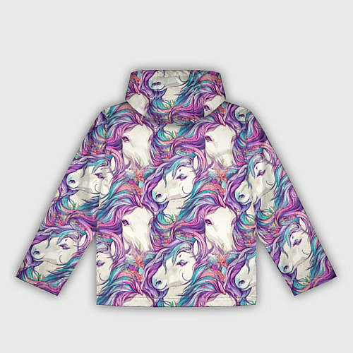 Женская ветровка Морды лошади фиолетовый паттерн / 3D-Белый – фото 2
