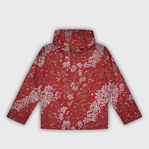 Женская ветровка Белые лепестки на красном фоне / 3D-Белый – фото 2