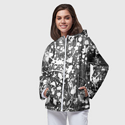 Ветровка с капюшоном женская Абстракция - круги на сером, цвет: 3D-белый — фото 2