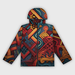 Ветровка с капюшоном женская Абстрактный узор в этническом стиле, цвет: 3D-черный