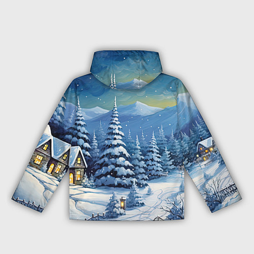 Женская ветровка Новогодние елки в снегу / 3D-Черный – фото 2