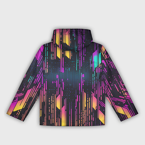Женская ветровка Киберпанк полосы розовые и жёлтые / 3D-Черный – фото 2