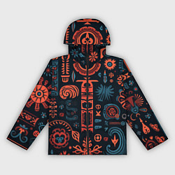 Ветровка с капюшоном женская Абстрактный паттерн в славянской стилистике, цвет: 3D-черный