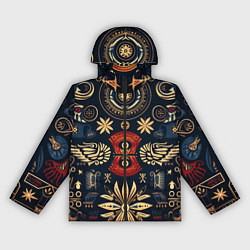 Ветровка с капюшоном женская Узор в славянском стиле, цвет: 3D-черный