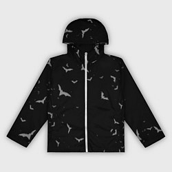 Ветровка с капюшоном женская Летучие мыши на черном небе, цвет: 3D-белый