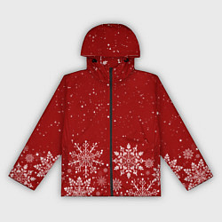 Женская ветровка Текстура снежинок на красном фоне