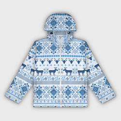 Ветровка с капюшоном женская Blue sweater with reindeer, цвет: 3D-белый