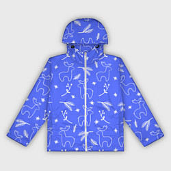 Ветровка с капюшоном женская Синий рождественский принт с оленями, цвет: 3D-белый