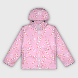 Ветровка с капюшоном женская Новогодний леденец-трость, цвет: 3D-белый