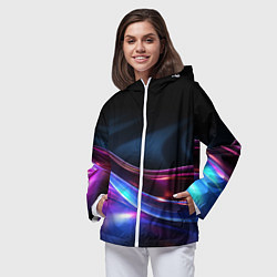 Ветровка с капюшоном женская Неоновые линии со свечением, цвет: 3D-белый — фото 2