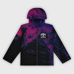 Ветровка с капюшоном женская Тойота на фоне сиреневого дыма, цвет: 3D-черный