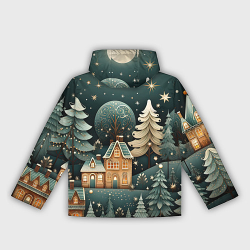 Женская ветровка Снежная деревня в праздничном наряде / 3D-Черный – фото 2