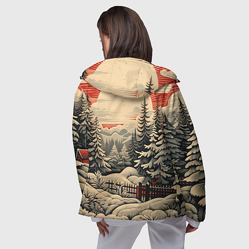 Женская ветровка Блеск снежинок новогодний стиль / 3D-Черный – фото 4