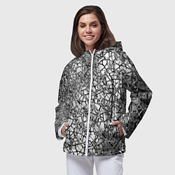 Ветровка с капюшоном женская Разбитое зеркало, цвет: 3D-белый — фото 2