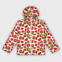 Ветровка с капюшоном женская Нарезанный арбуз, цвет: 3D-белый