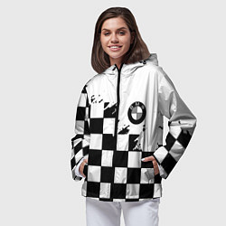 Ветровка с капюшоном женская BMW black geometry splash, цвет: 3D-черный — фото 2