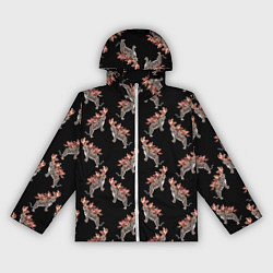 Ветровка с капюшоном женская Леопард в орхидеях, цвет: 3D-белый