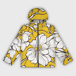 Ветровка с капюшоном женская Японский паттерн цветов, цвет: 3D-черный