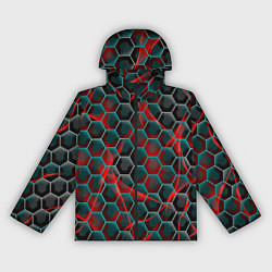 Ветровка с капюшоном женская Нано шестиугольник, цвет: 3D-черный