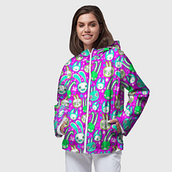 Ветровка с капюшоном женская Мультяшные зайчики, цвет: 3D-белый — фото 2