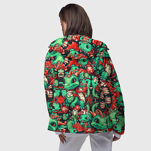 Женская ветровка Зелёный деревянный дракончик / 3D-Черный – фото 4