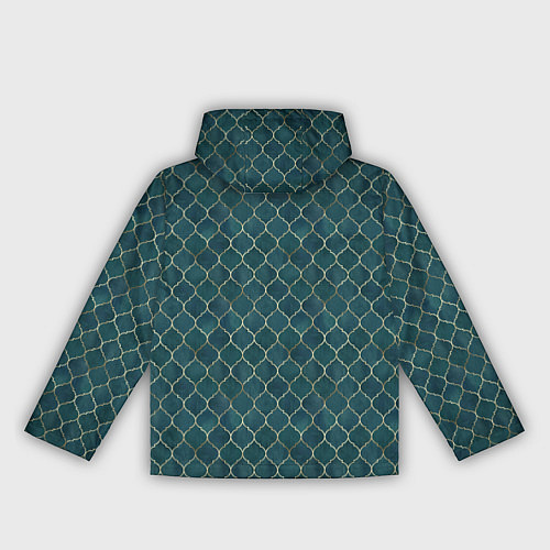 Женская ветровка Золотой узор на бирюзовом фоне / 3D-Белый – фото 2