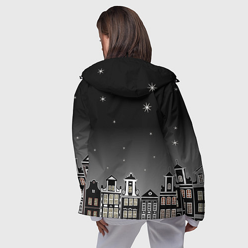 Женская ветровка Ночной город и звездное небо / 3D-Черный – фото 4