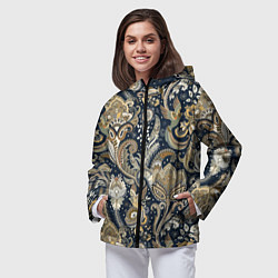 Ветровка с капюшоном женская Индийские этнические узоры пейсли, цвет: 3D-черный — фото 2