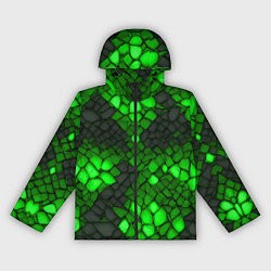 Ветровка с капюшоном женская Зелёный трескающийся камень, цвет: 3D-черный