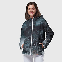 Ветровка с капюшоном женская Зимний шарм снежинок, цвет: 3D-белый — фото 2