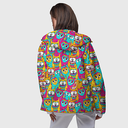 Женская ветровка Разноцветные совы / 3D-Черный – фото 4